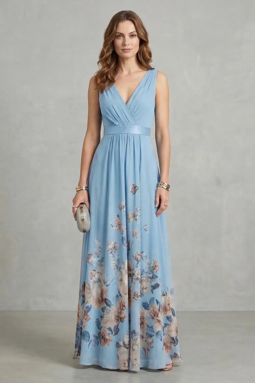 Floral grace – V neck maxi dress