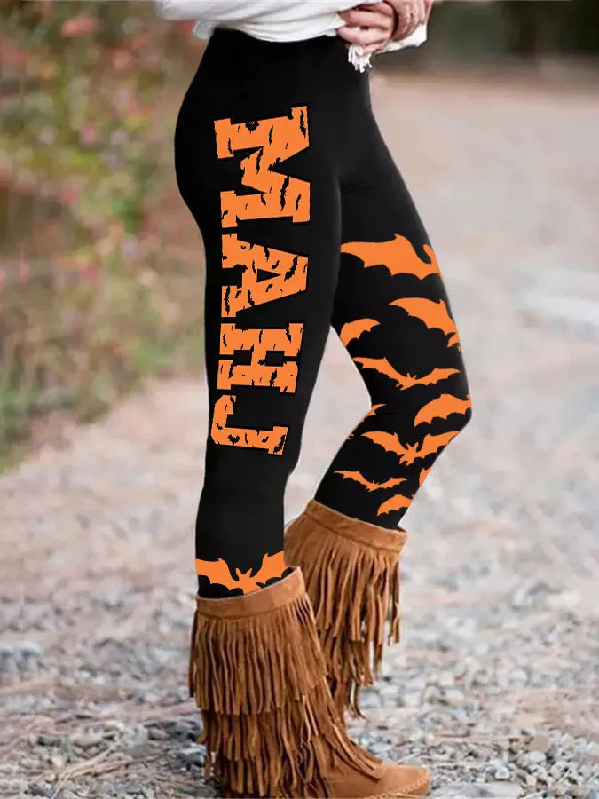 Women's Halloween Bat Mahjong Leggings
