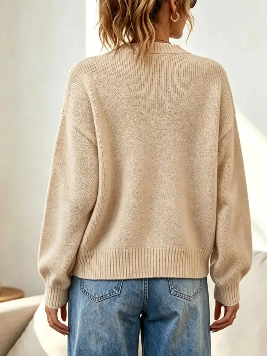 Retro Toggle‐closure Art Casual Stylish Long Sleeve Knit Cardigan Sweater