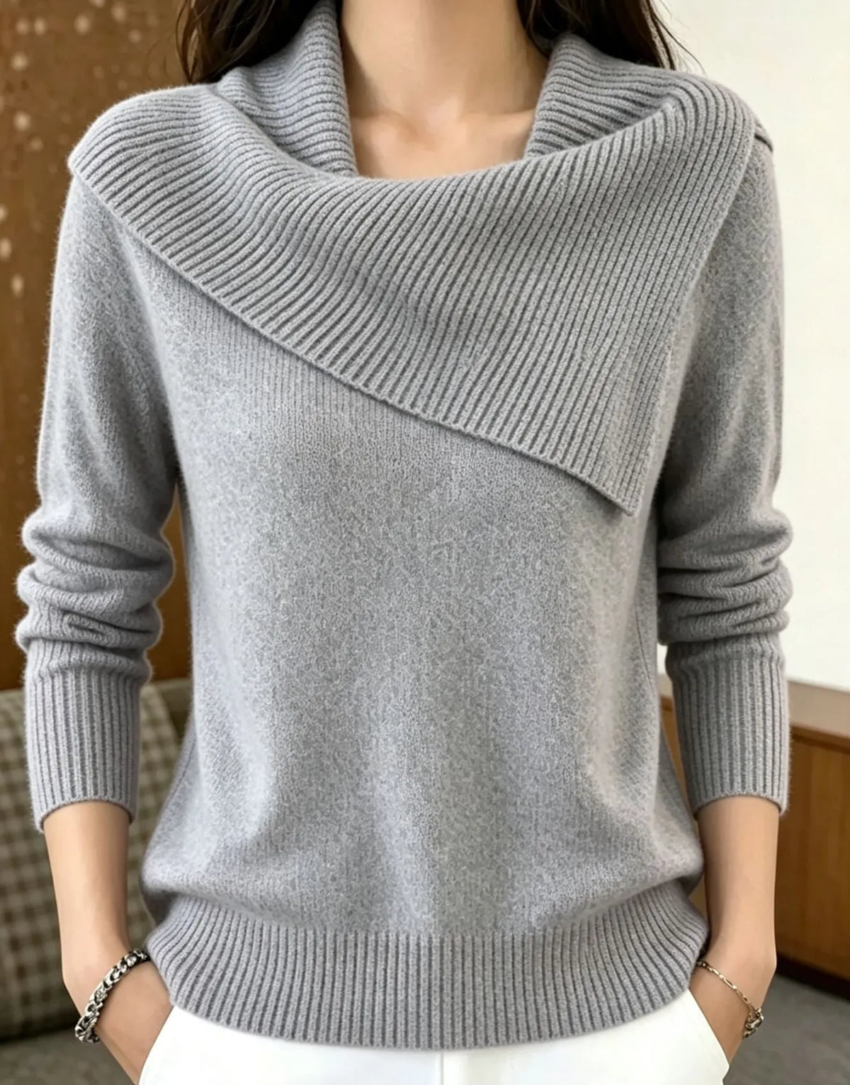 Collared Cold‐Shoulder Button Down Blouse Long Puff Sleeve V‐Neck Shirt