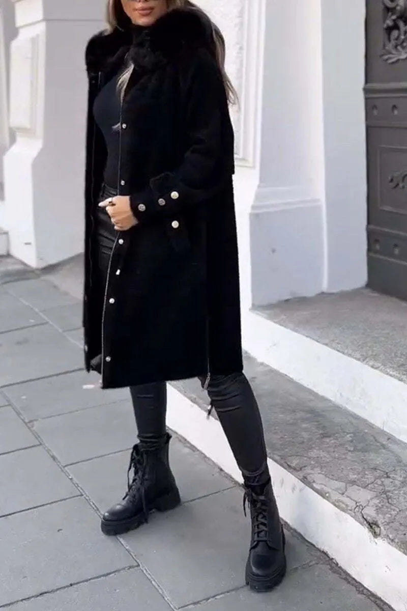 Winter Solid Color Zip-up Hooded Warm Coat