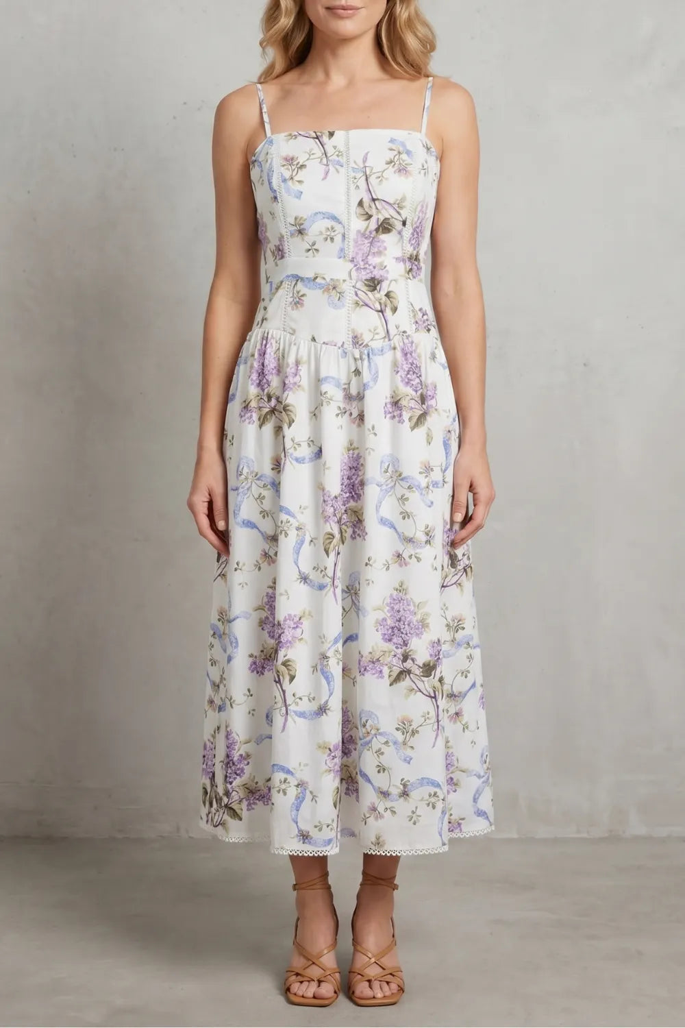 Sculpted corset bloom – Floral midi dress