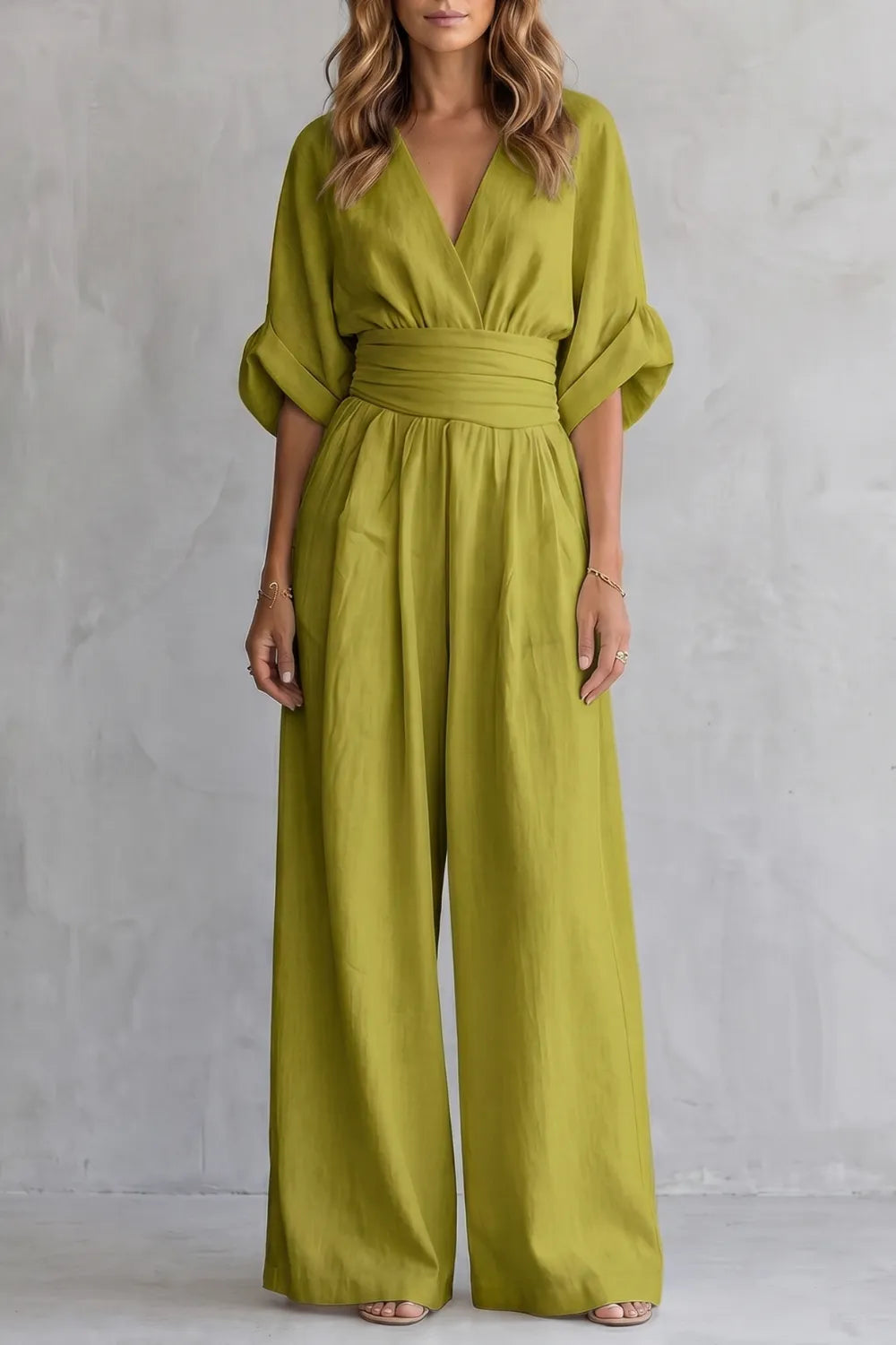 Draped waist elegance – Wide-leg jumpsuit