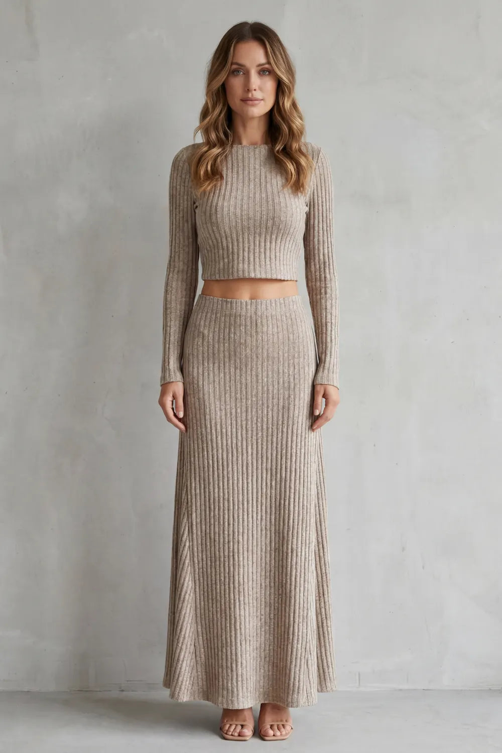 Ribbed Knit Elegance – Two-Piece Lounge Set
