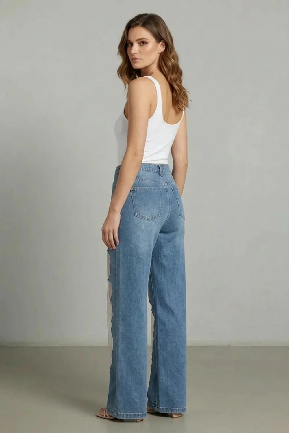 Vintage mesh patchwork – Wide-leg jeans