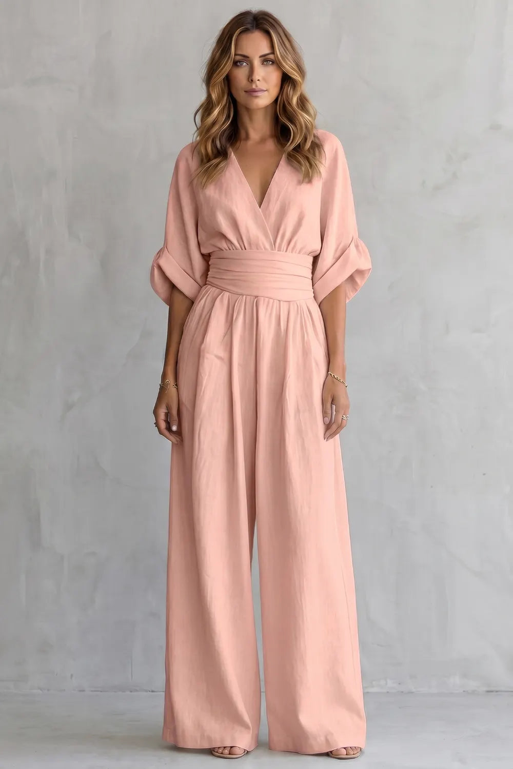 Draped waist elegance – Wide-leg jumpsuit