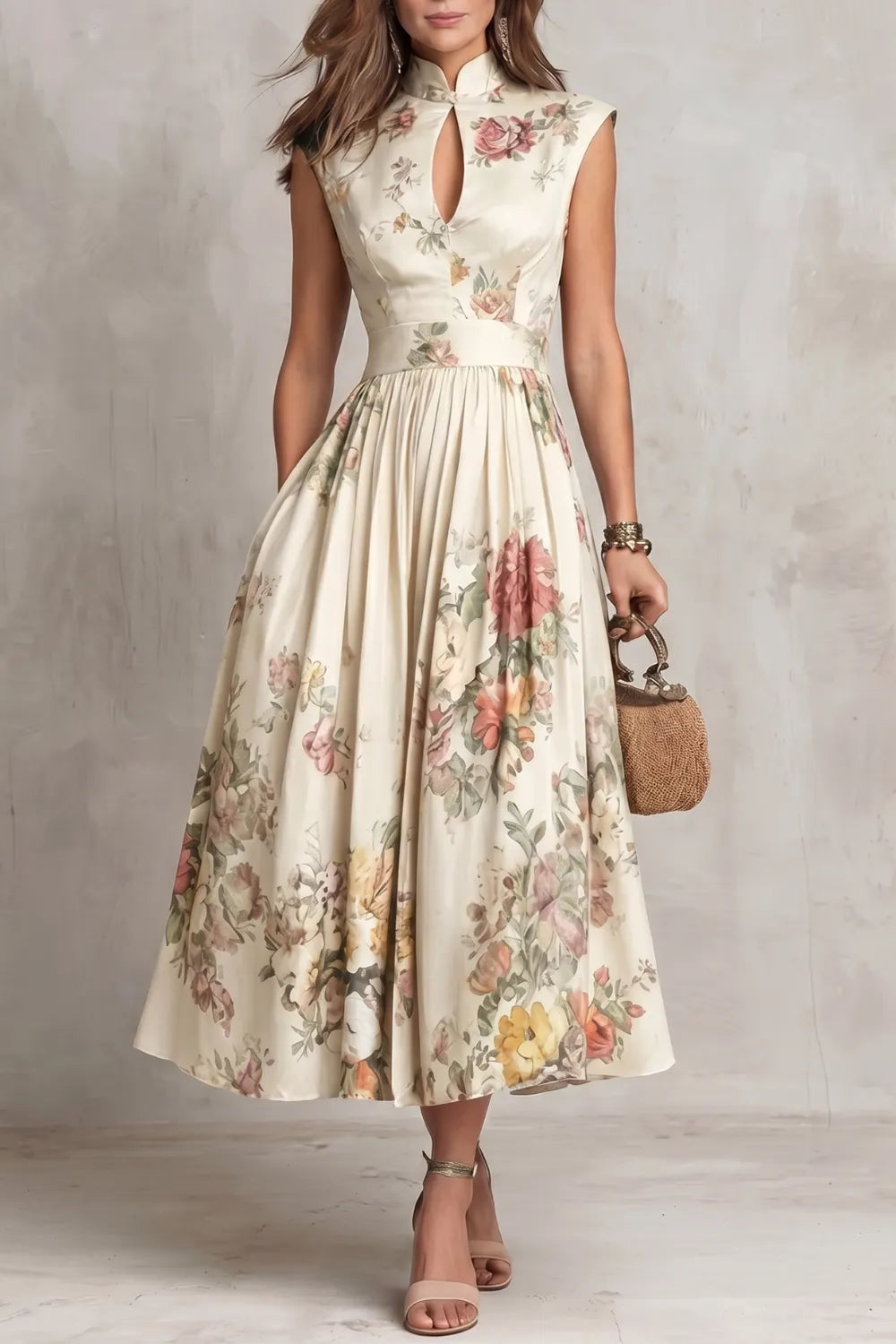 Vintage floral elegance – Midi dress