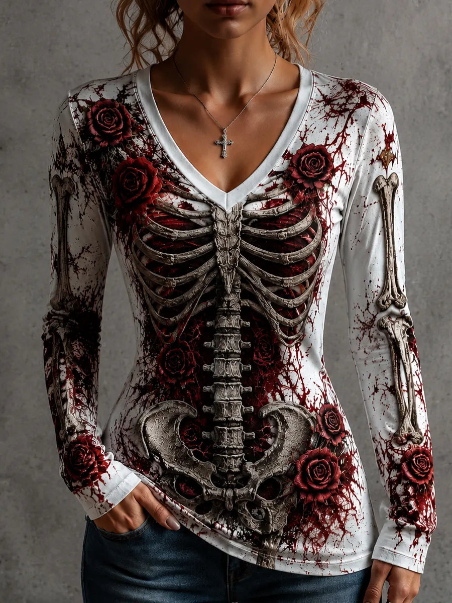 Halloween Art Print Casual Long-Sleeve Top