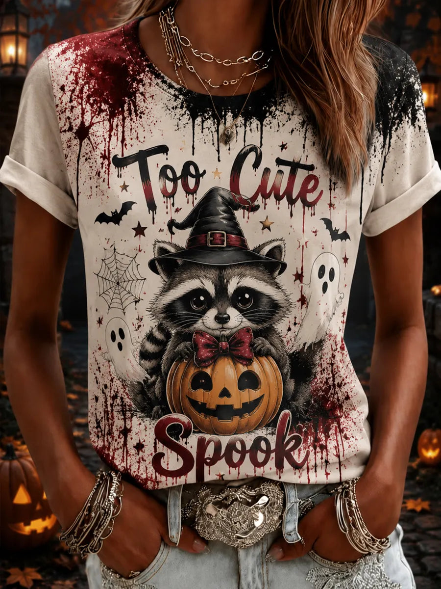 Women's Halloween Opossum Funny Print Casual T-Shirt