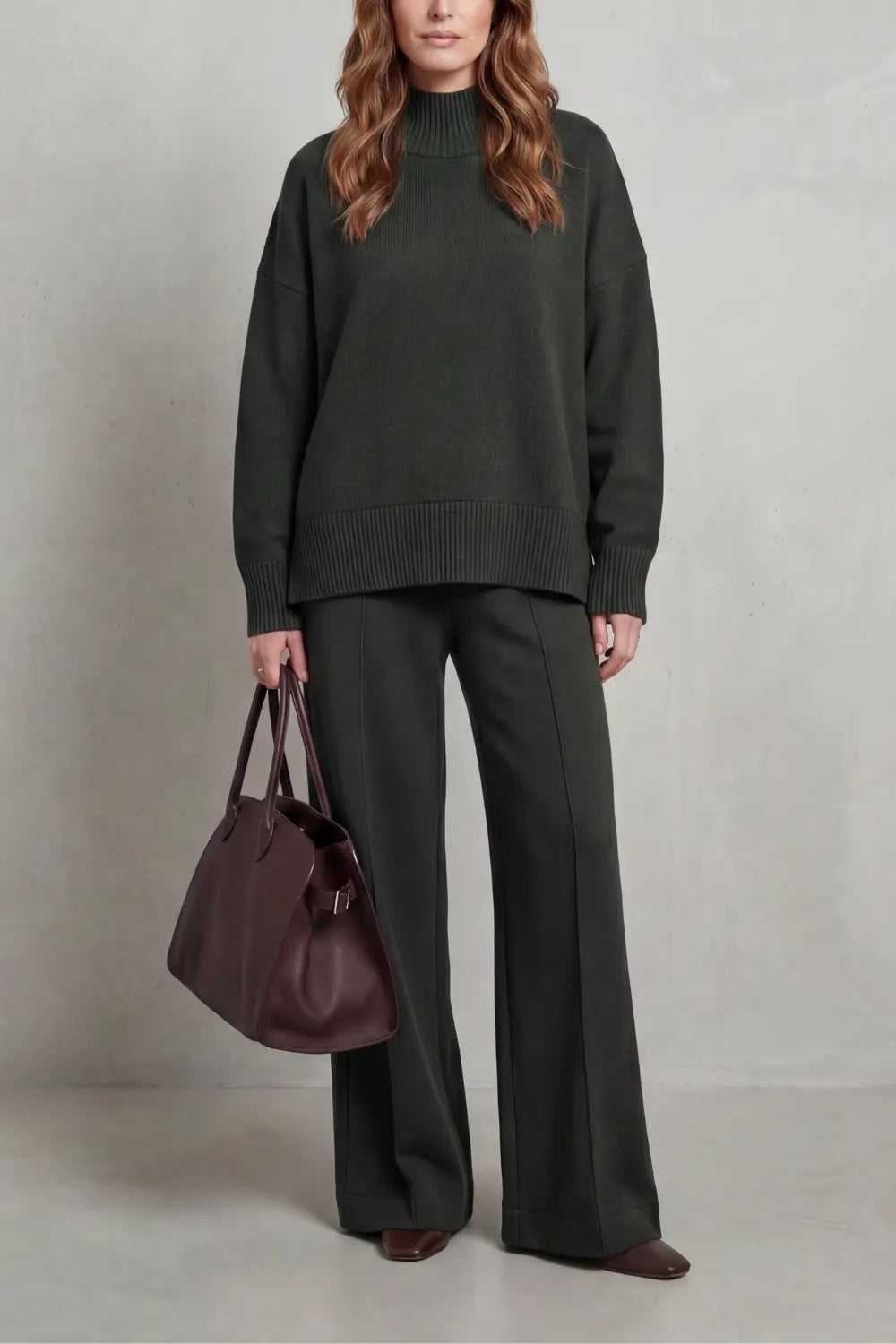 Folded collar charm – Knit lounge set