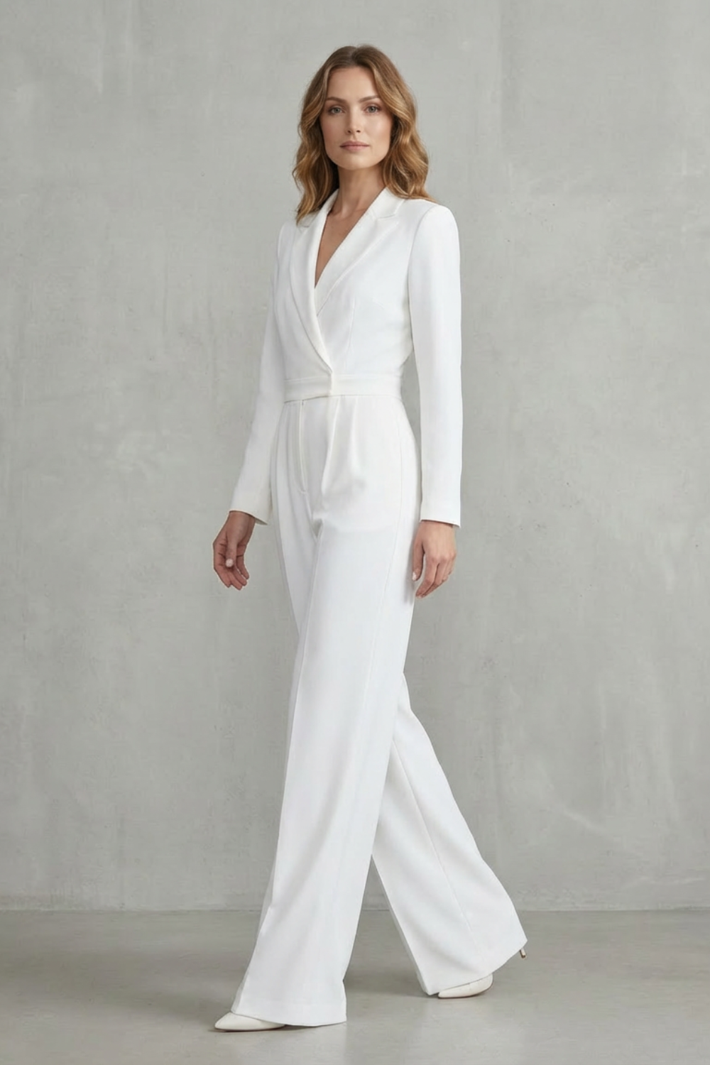 Slant-breasted Mid-waist Pantsuit – Elegant Commuter Jumpsuit