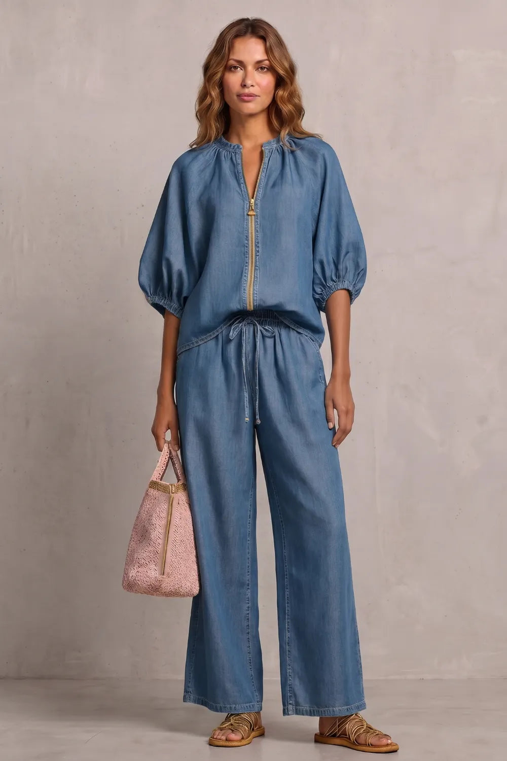 Relaxed zip-front comfort – Trouser set