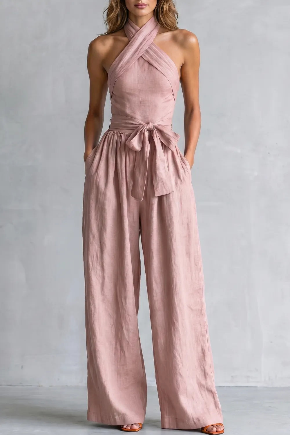 Cross-halter sophistication – Wide-leg jumpsuit