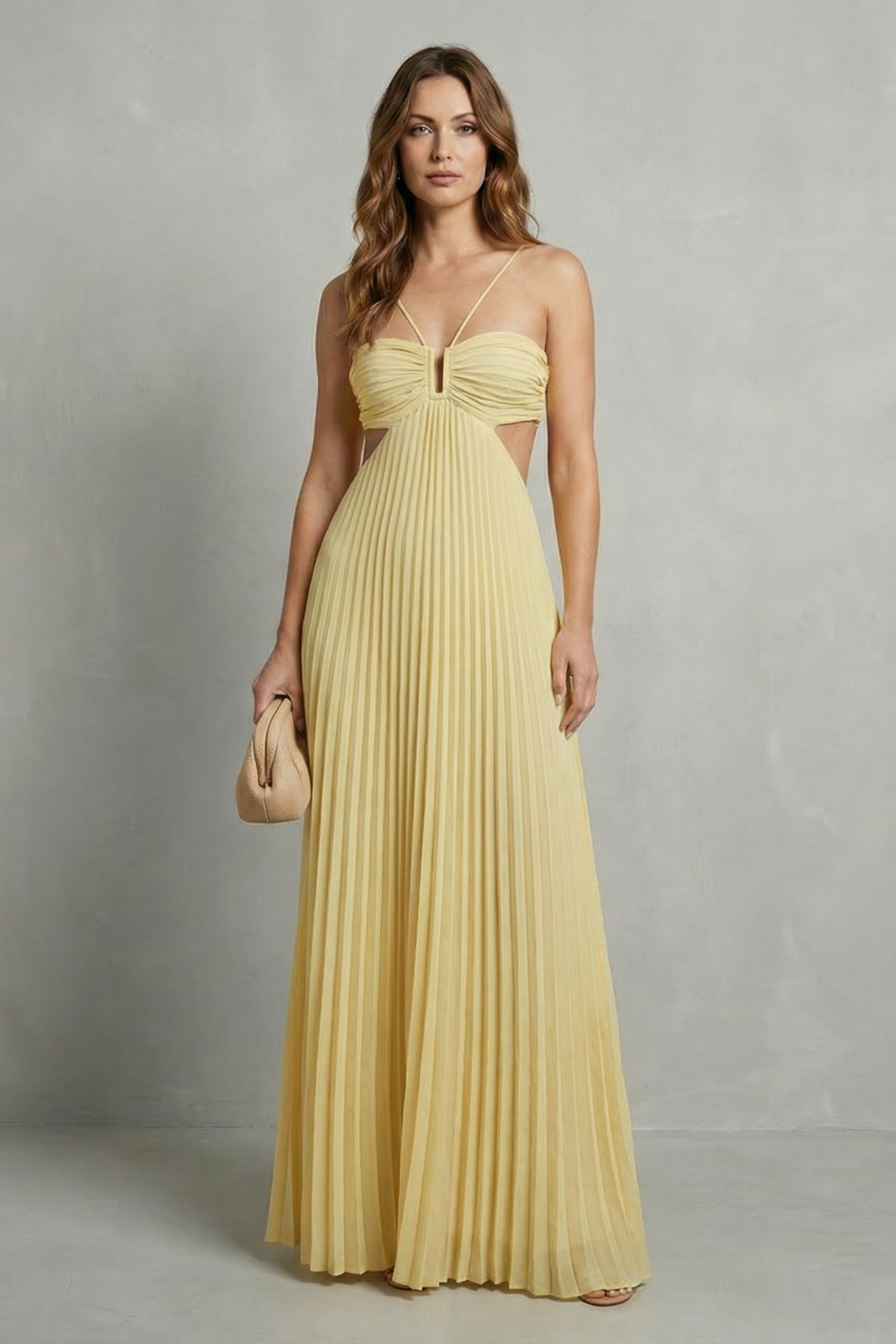Pleated halter elegance – Maxi dress