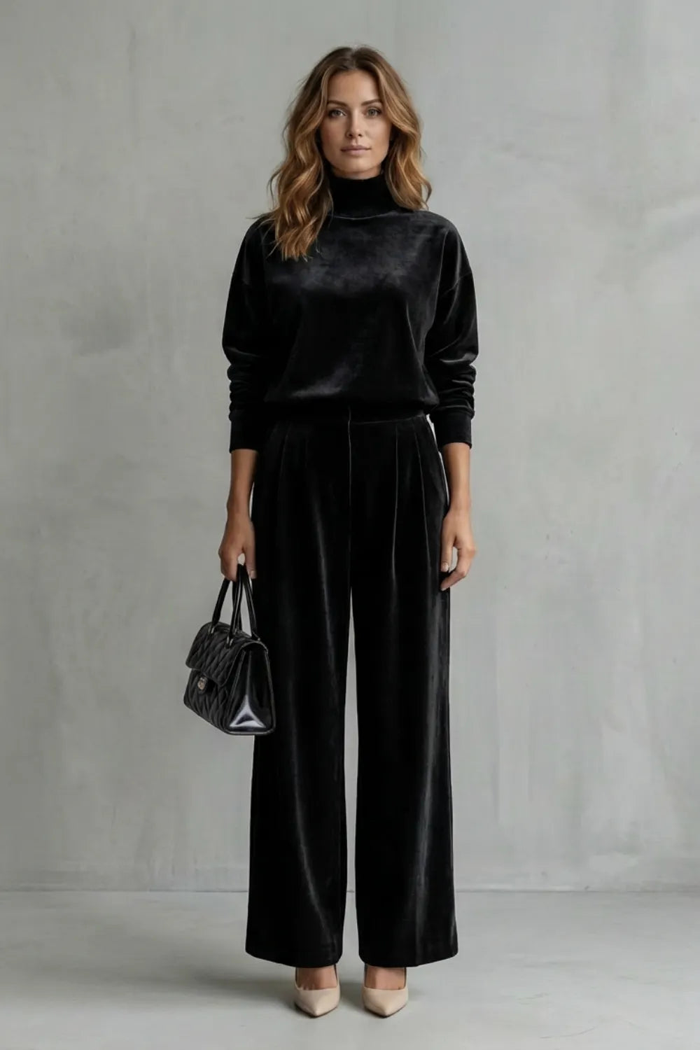 Luxe Velour Elegance – Two-Piece Lounge Set