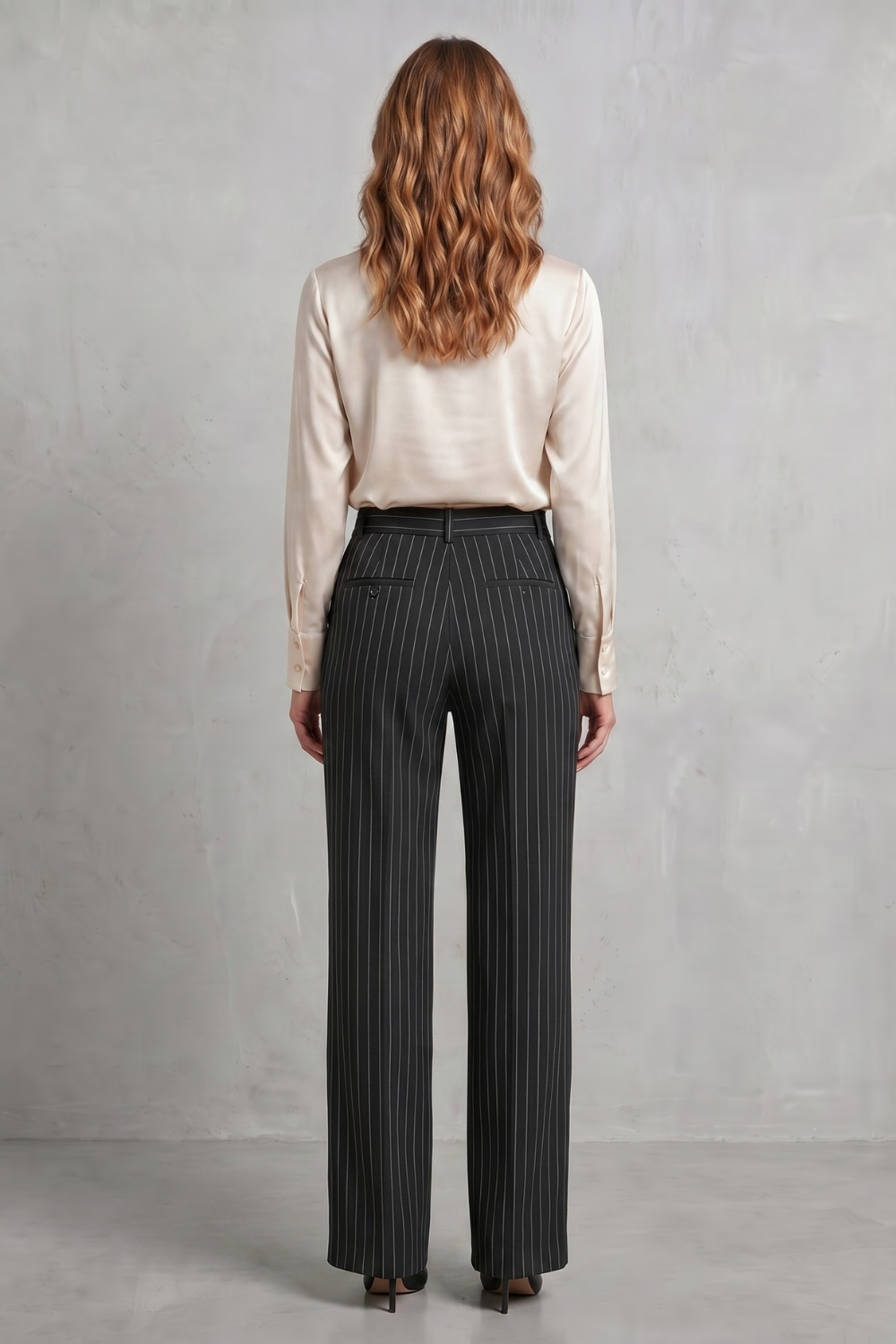 Refined pinstripe elegance – Wide-leg trousers