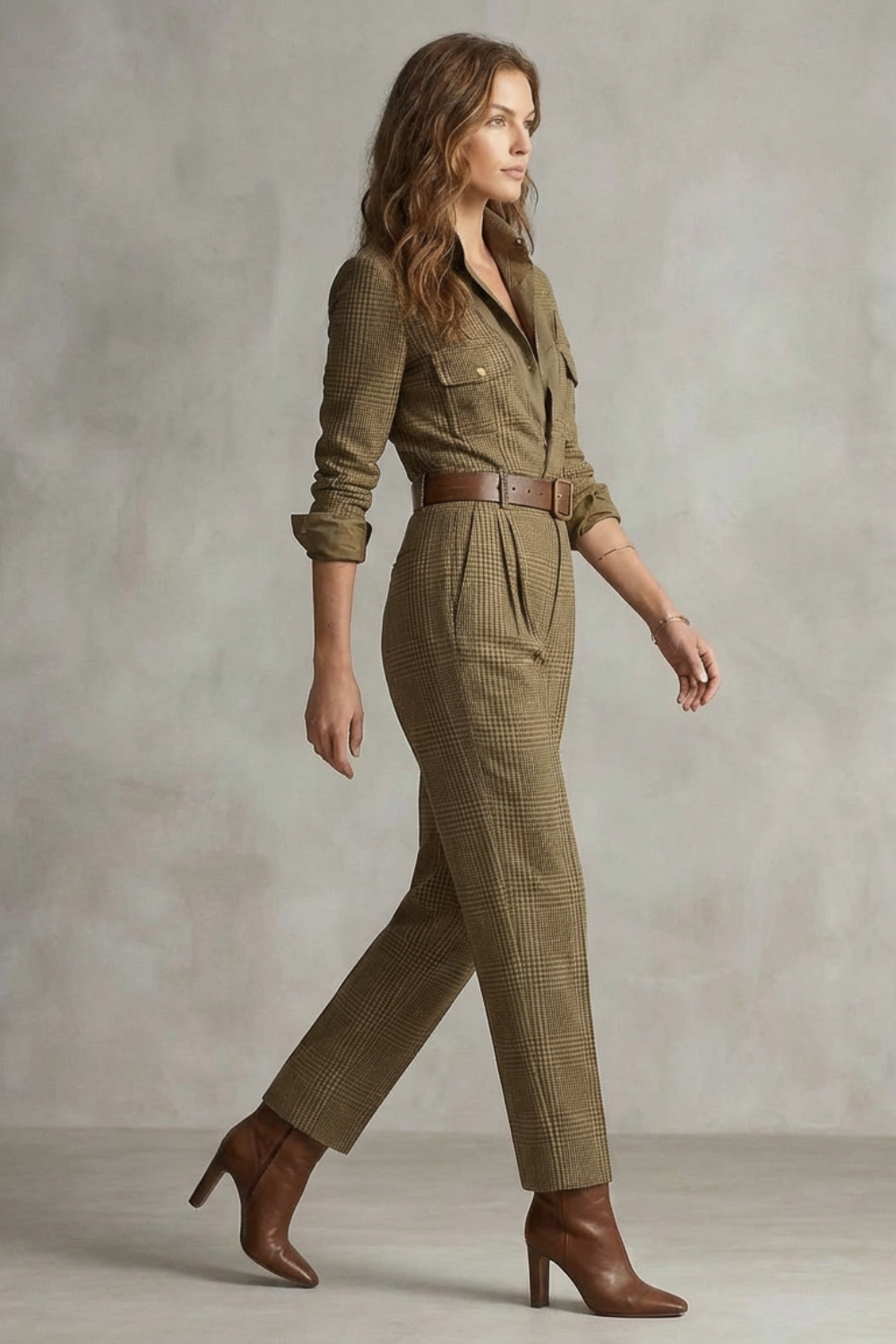 Vintage plaid charm – Tailored jumpsuit