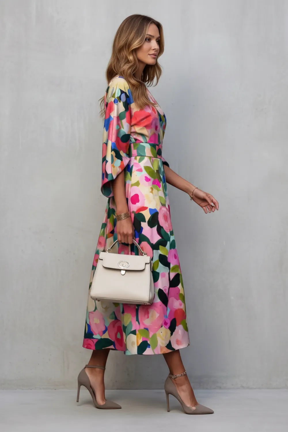 Vibrant watercolour blooms – Midi dress