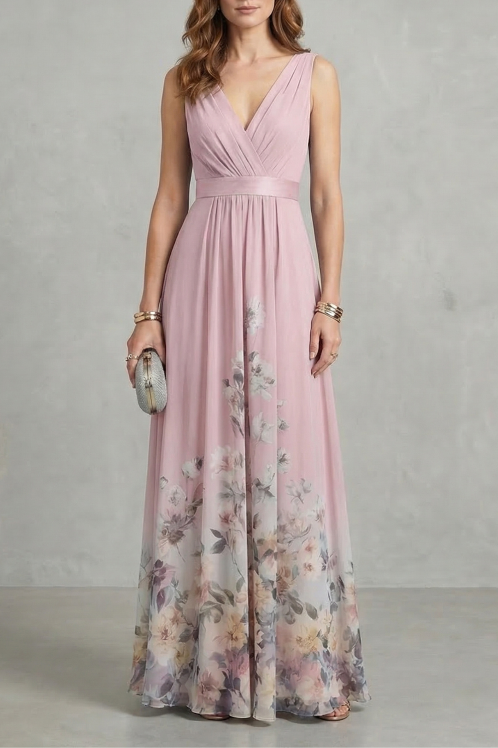 Floral grace – V neck maxi dress