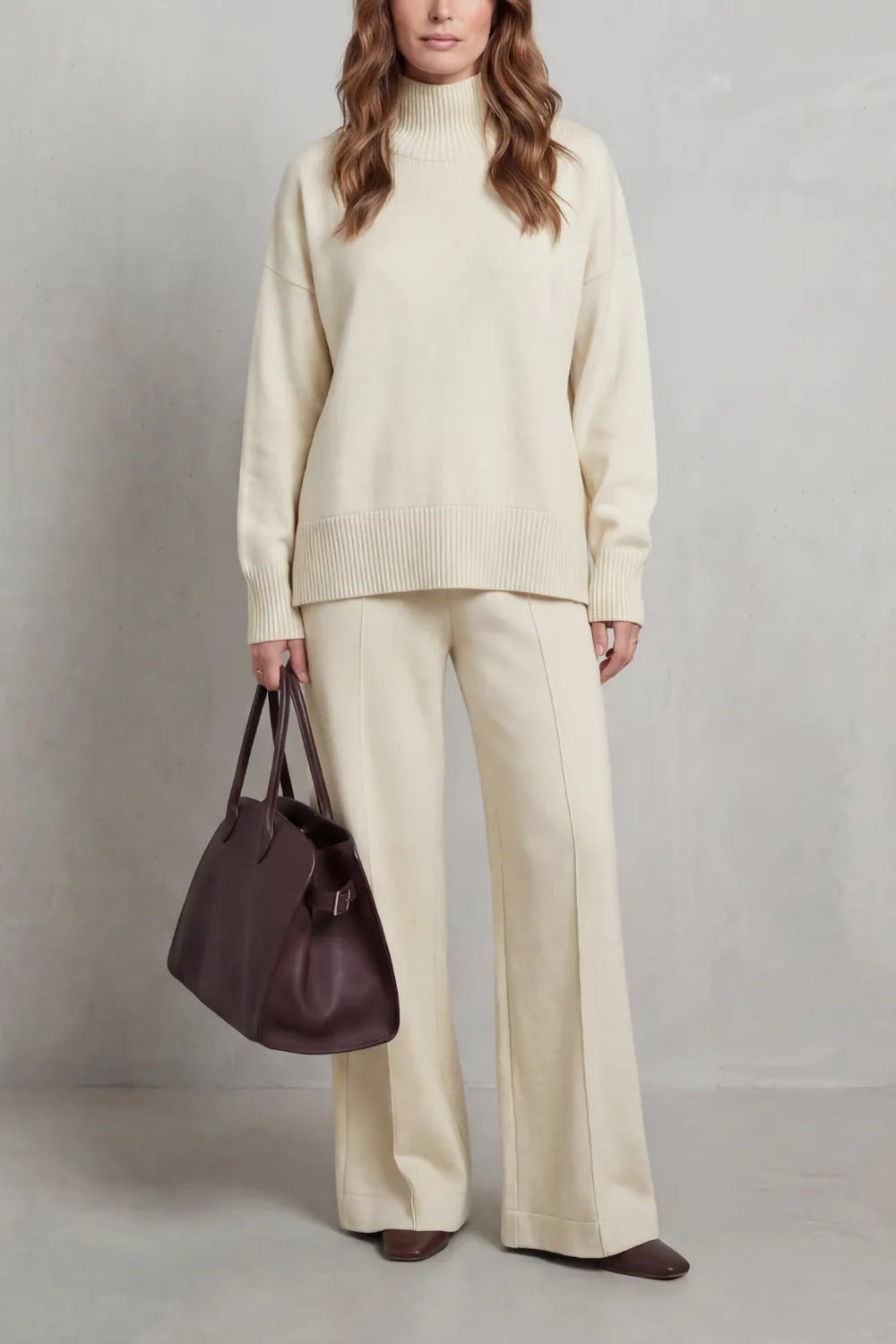 Folded collar charm – Knit lounge set