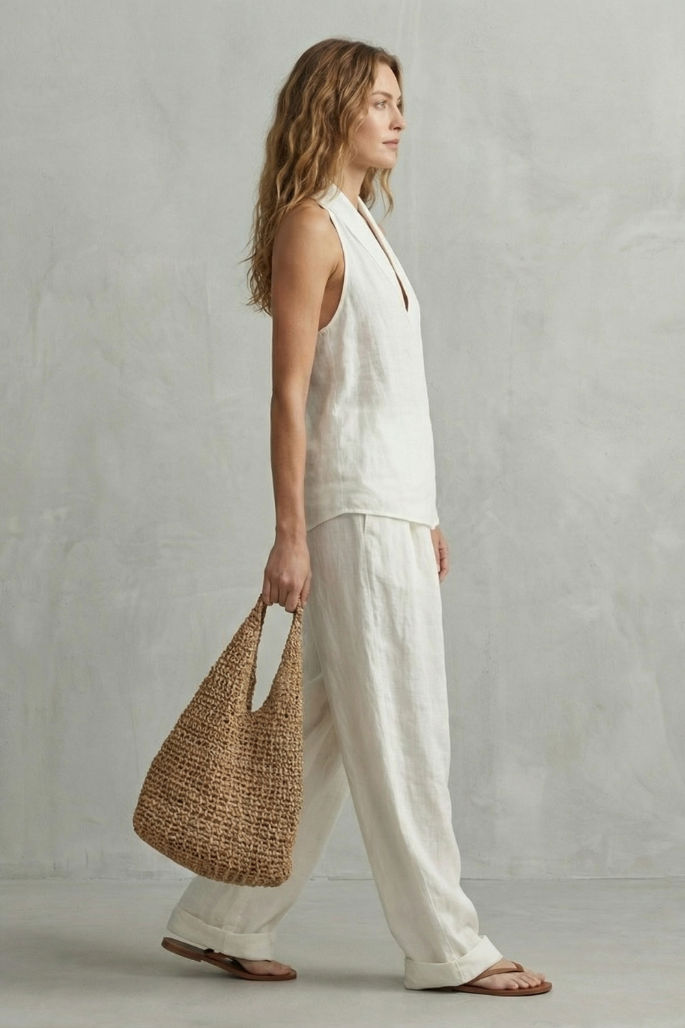 Relaxed linen allure – Top and trouser set