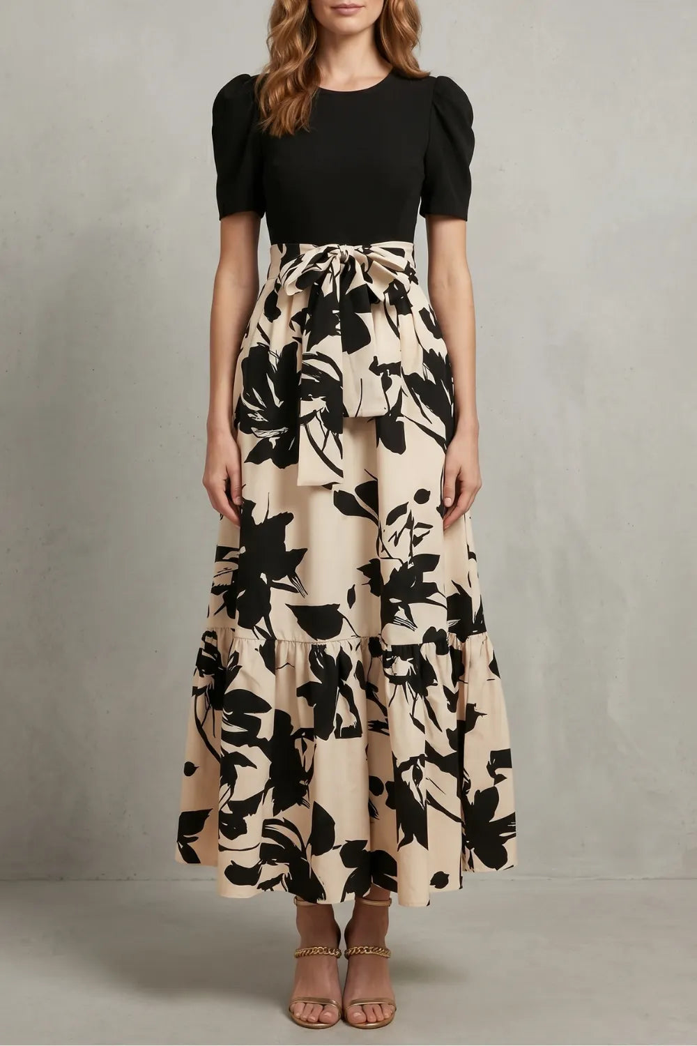Artistic floral contrast – Maxi dress