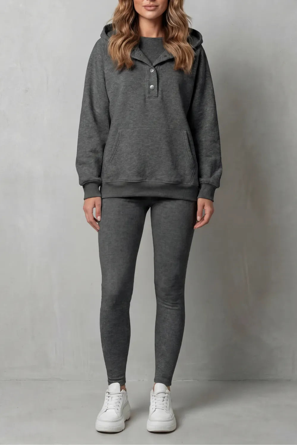 Button detail hoodie – Cozy Relaxed Set