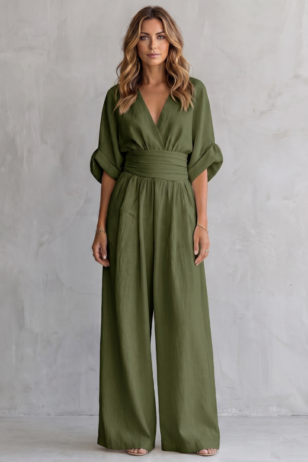 Draped waist elegance – Wide-leg jumpsuit