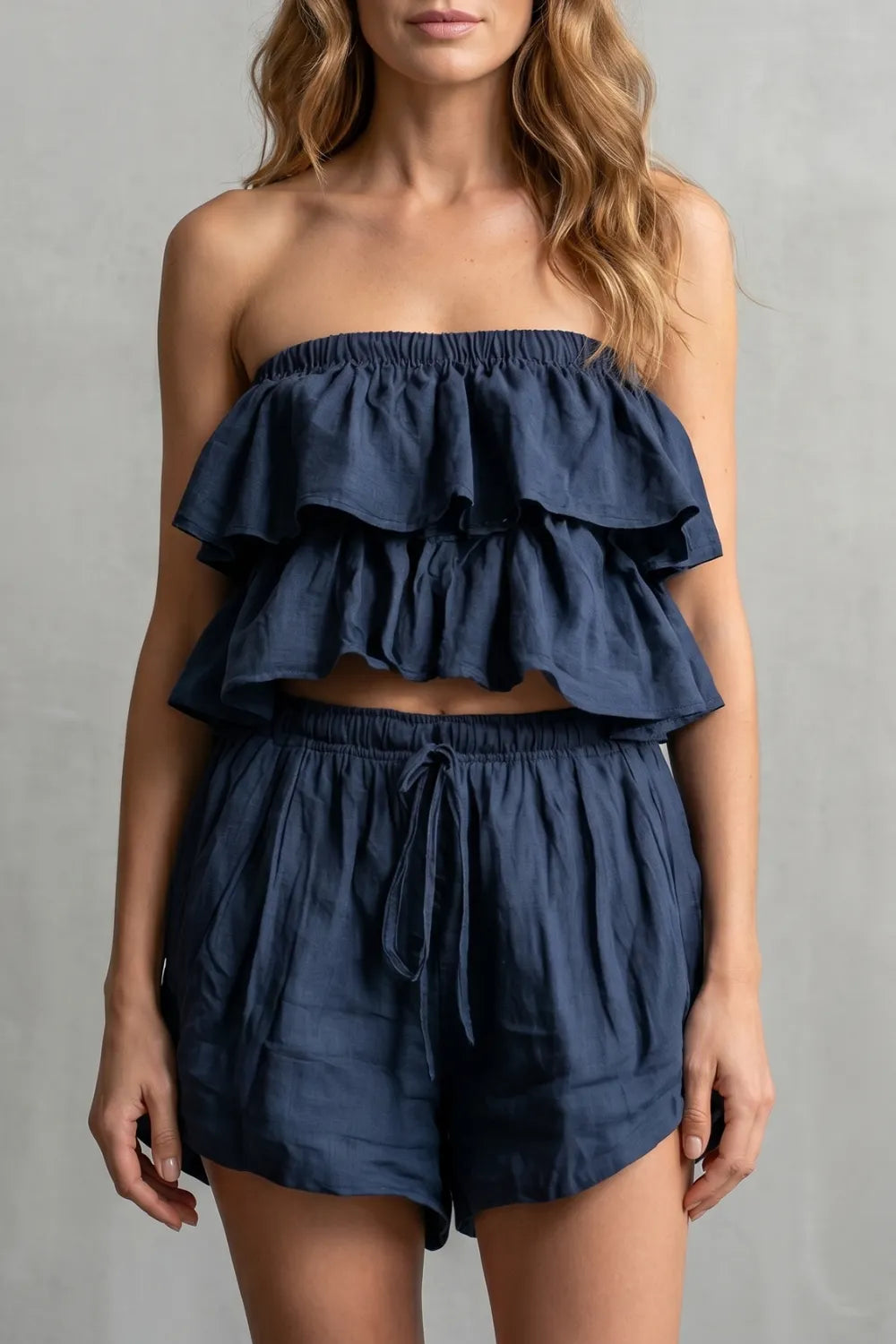 Ruffled seaside charm – Shorts set