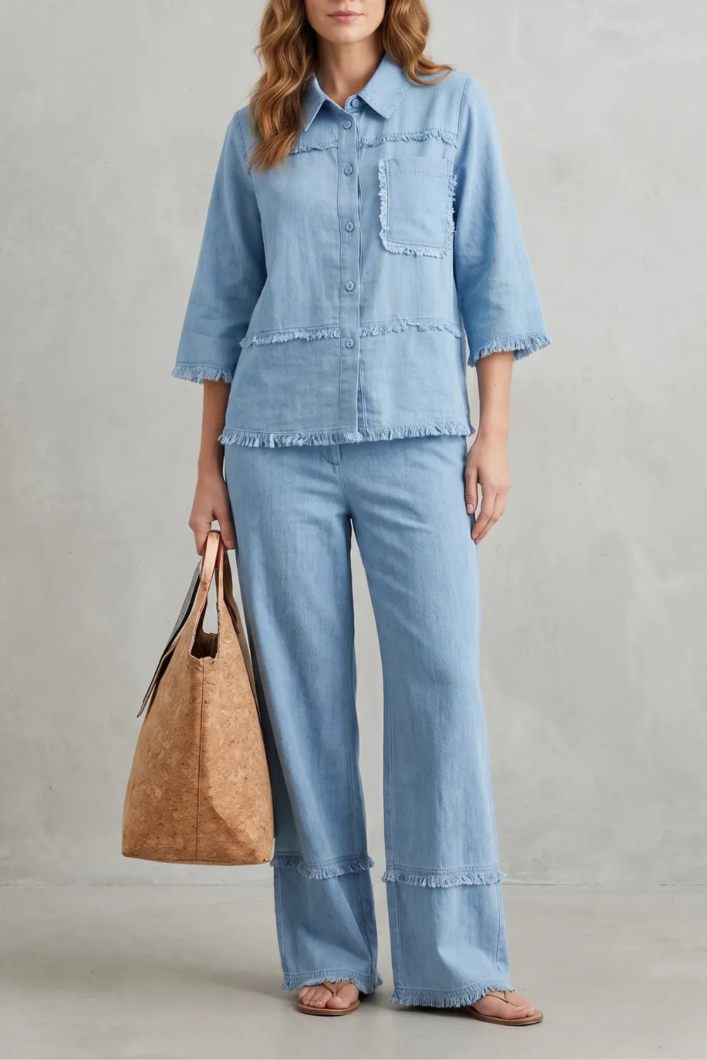 Relaxed linen-inspired style – Trouser set