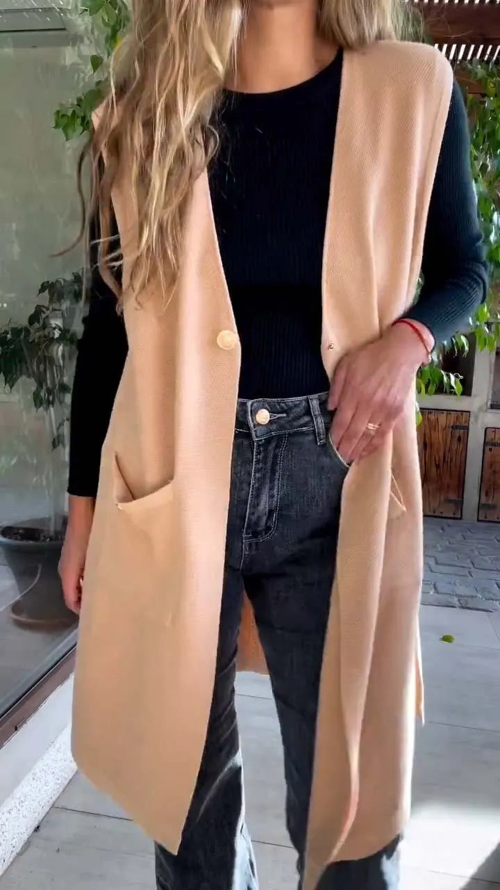 Women's Casual Solid Tank Cardigan