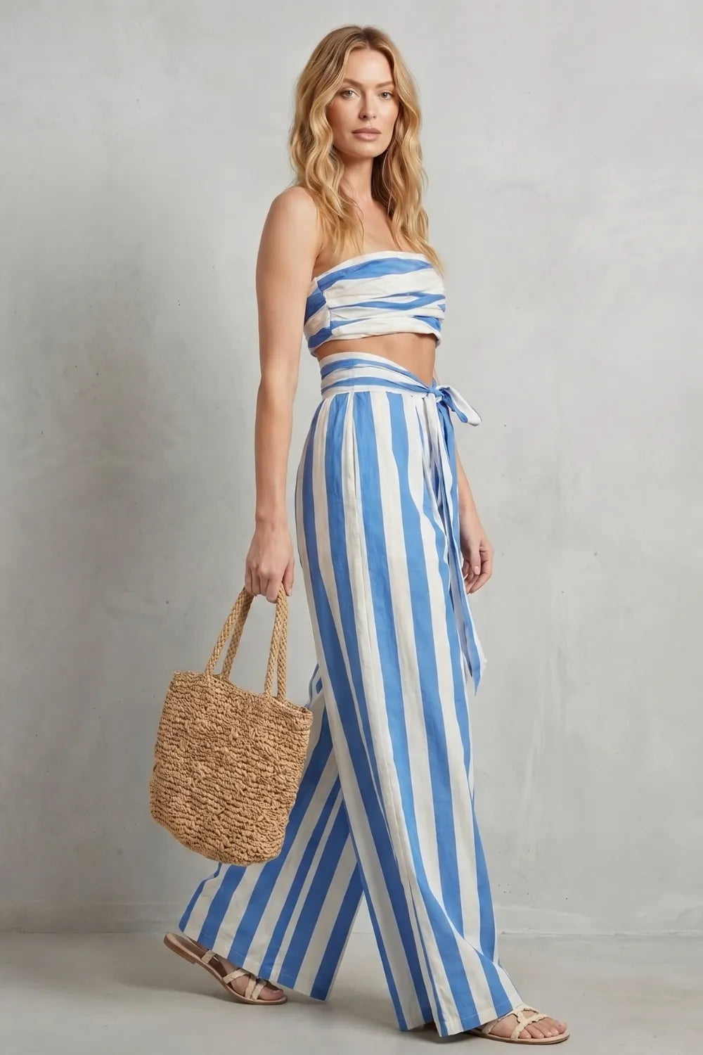 Coastal striped design – Two-piece trouser set