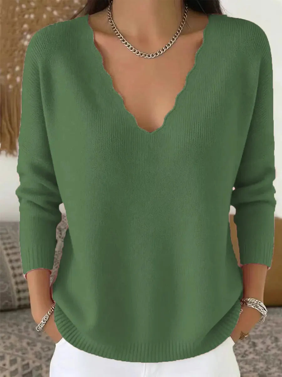 Retro V Collar Knitted Art Casual Stylish Long Sleeve Sweater