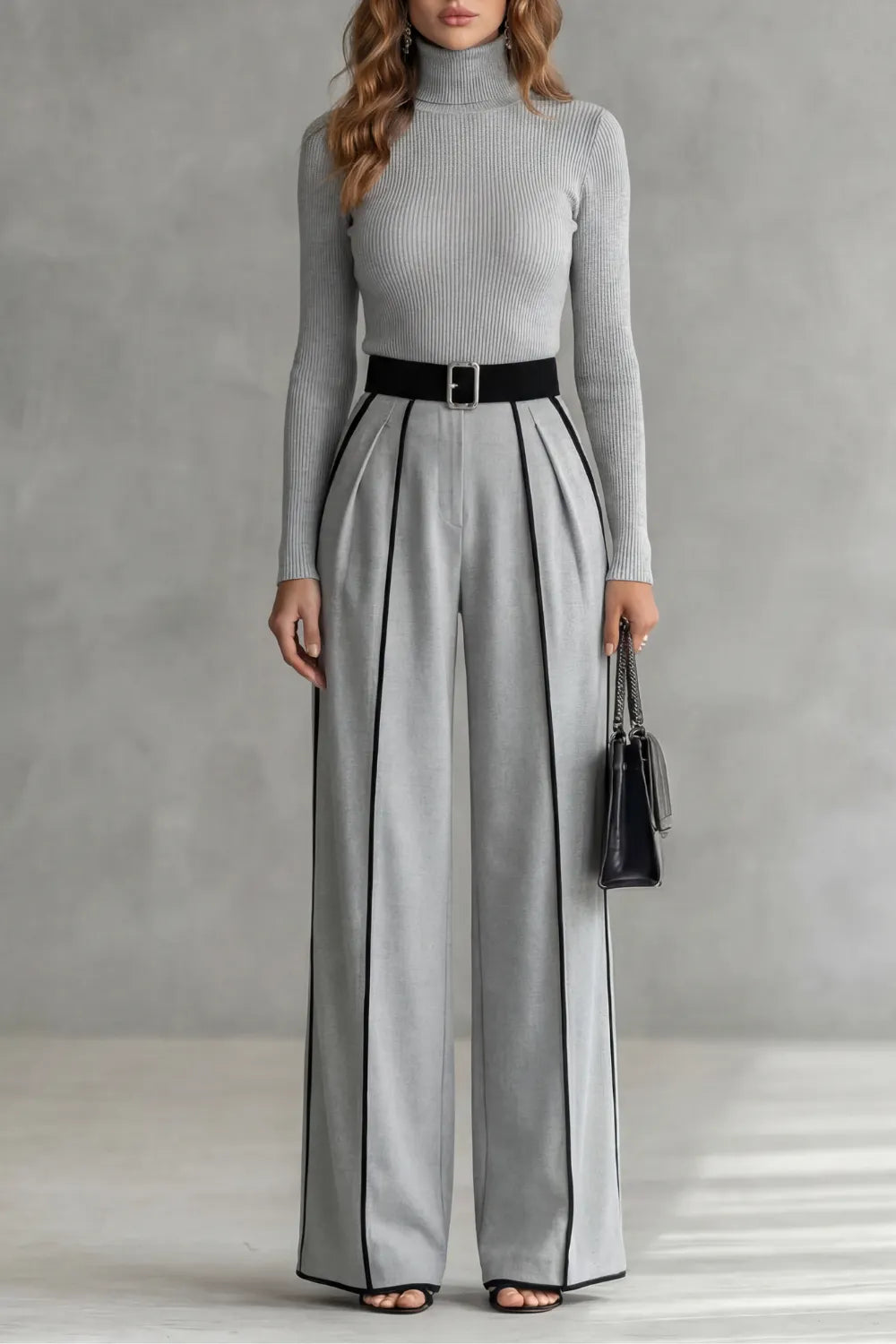 Contrast piping detail – High-neck jumpsuit