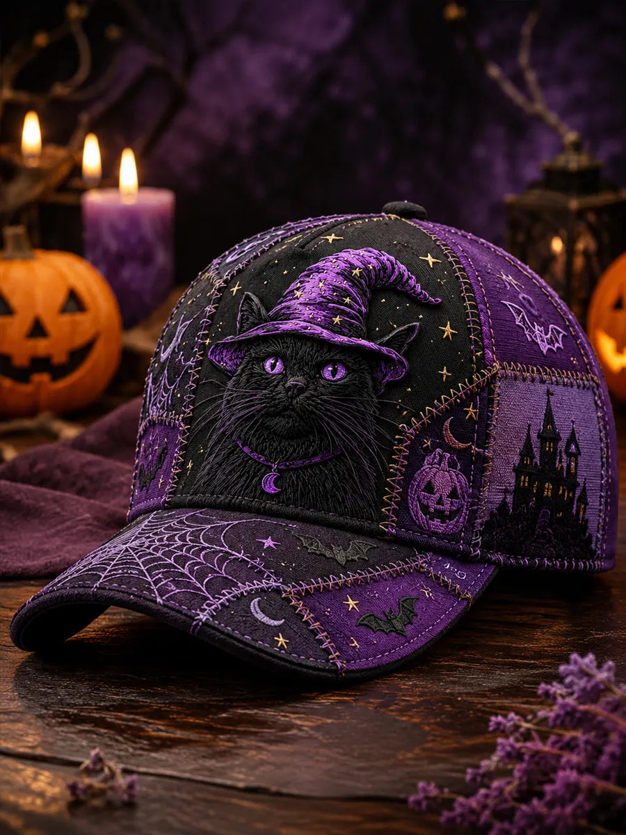 Halloween Wizard Cat Art Print Baseball Cap