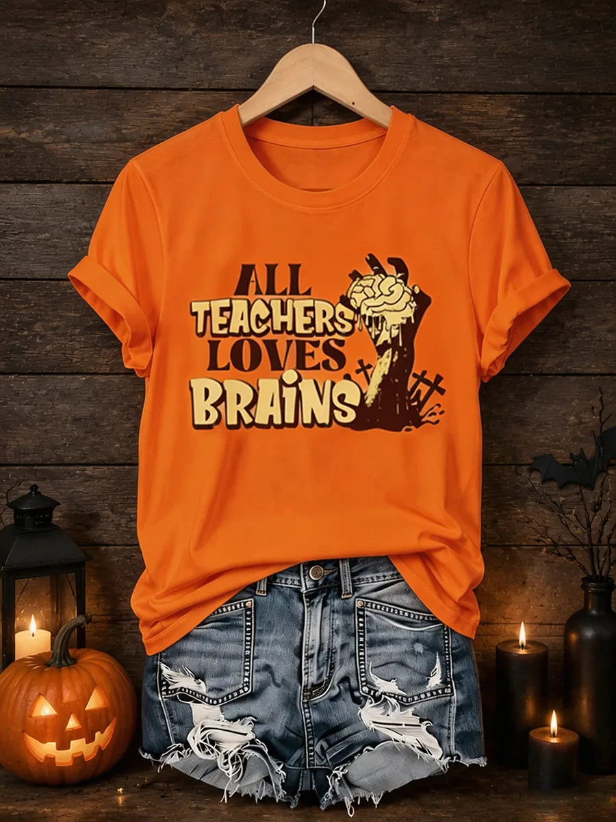 Women's Halloween Funny Print Casual T-Shirt