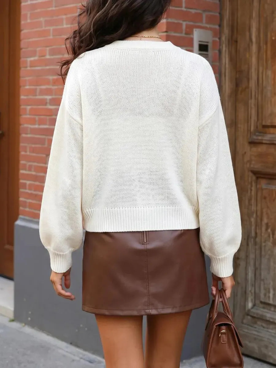 Retro Toggle‐closure Art Casual Stylish Long Sleeve Knit Cardigan Sweater