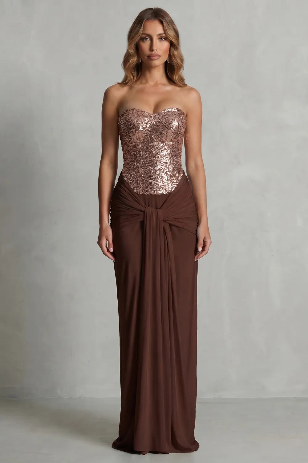Draped satin elegance – Maxi dress