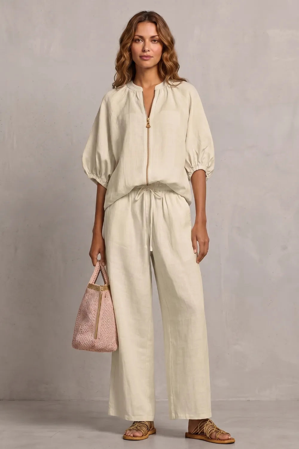 Relaxed zip-front comfort – Trouser set