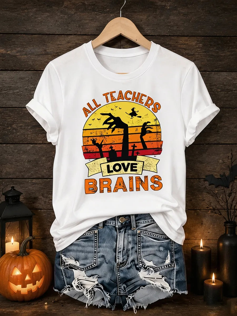 Women's Halloween Funny Print Casual T-Shirt