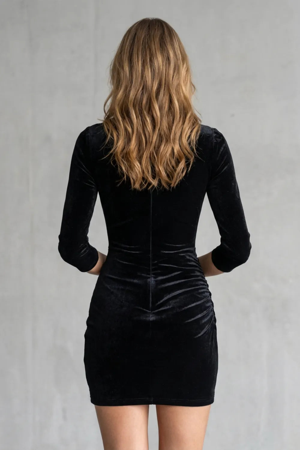 Deep plunge detail – Velvet mini dress