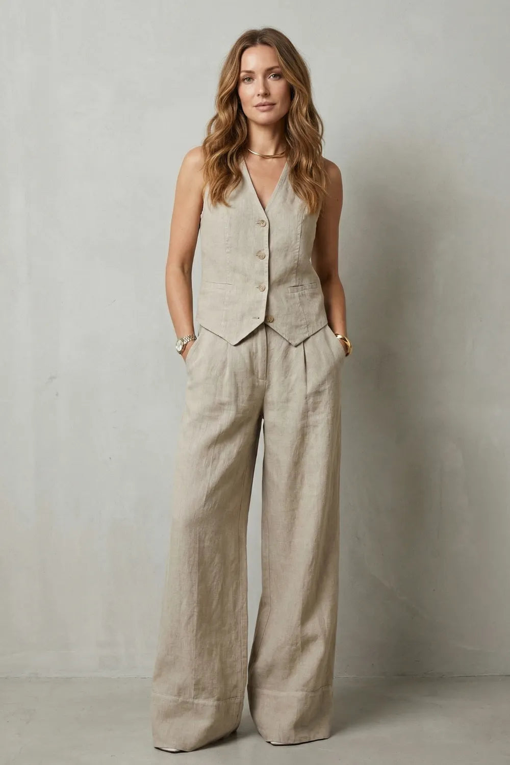 Relaxed tailored elegance – Vest and pants set