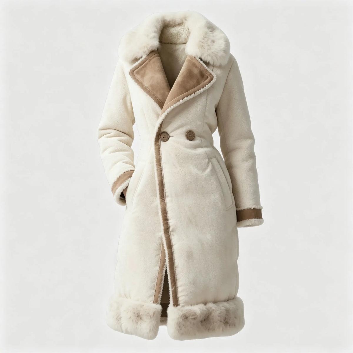 Women's Retro Thick Fur Collar Long Coat