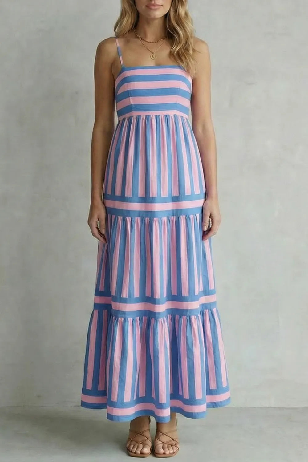 Playful stripe tiers – Strappy maxi dress