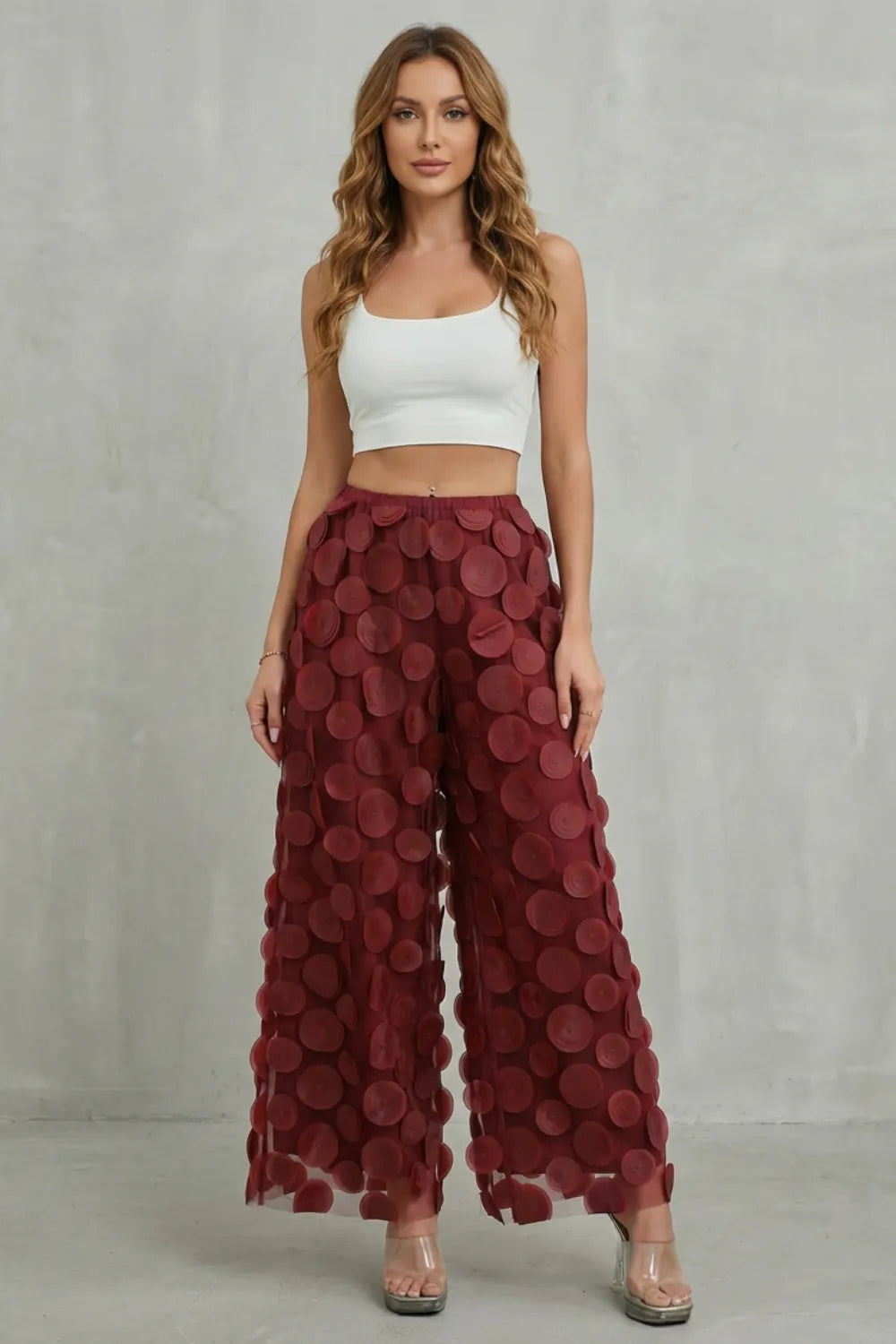 3D circle appliqué – Wide-leg trousers