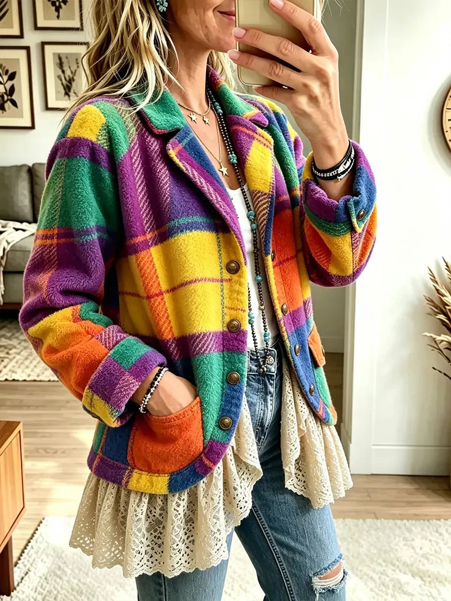 Women’s Vintage Printed Lapel Jacket