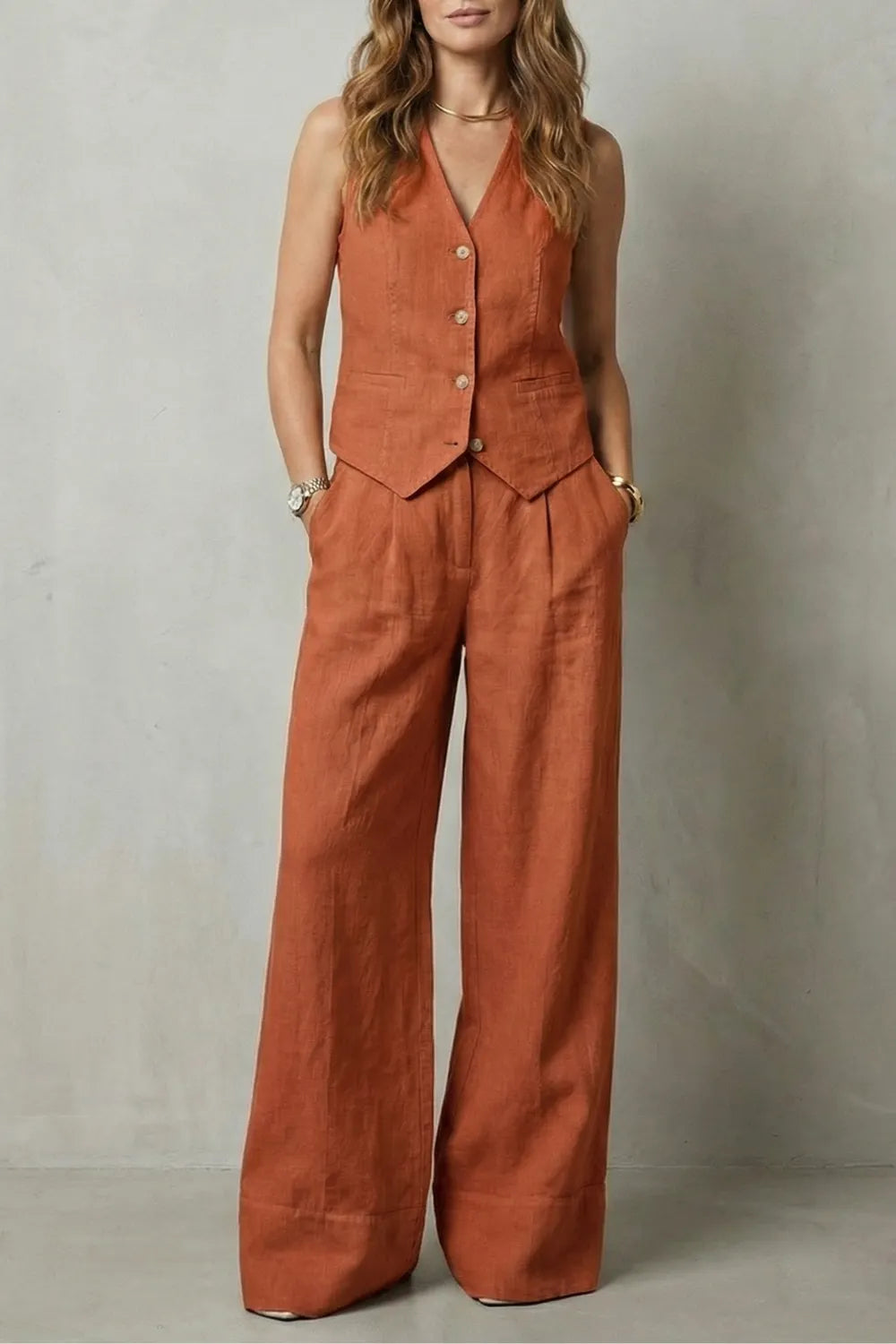 Relaxed tailored elegance – Vest and pants set