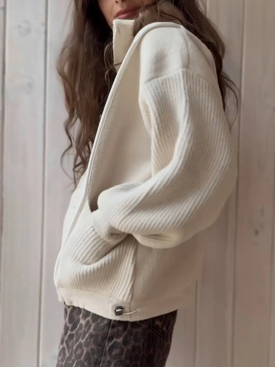 Women's Casual Pocket Sequined Knit Jacket