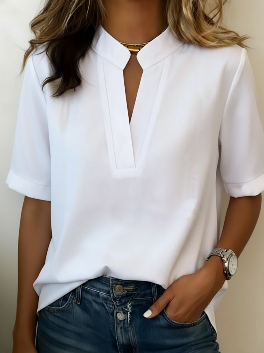 Minimalist Basic Loose Cotton And Linen Short-sleeved Shirt