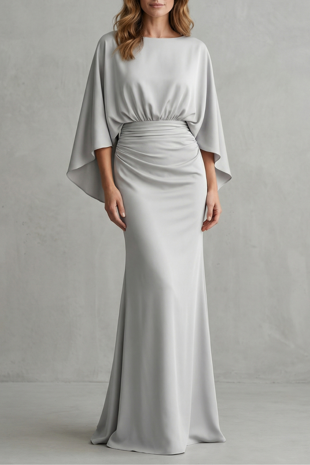 Draped batwing elegance – Maxi dress